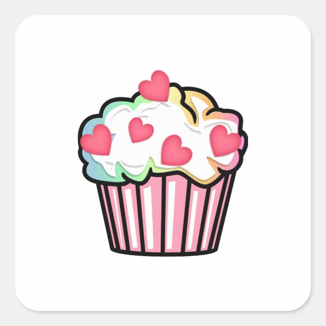 Cupcake Love Square Sticker (Front)