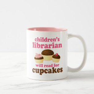 Cupcake Lover Childrens Librarian Gift Two-Tone Coffee Mug