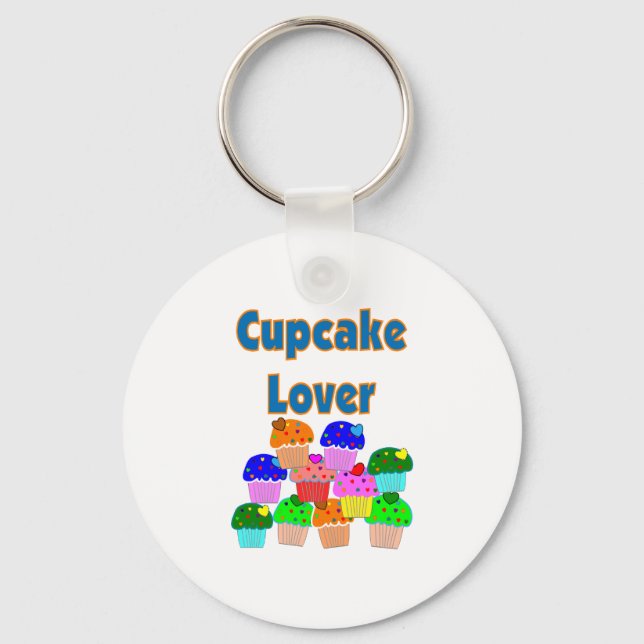 "Cupcake Lover"---Mound of Bright coloured cupcake Key Ring (Front)