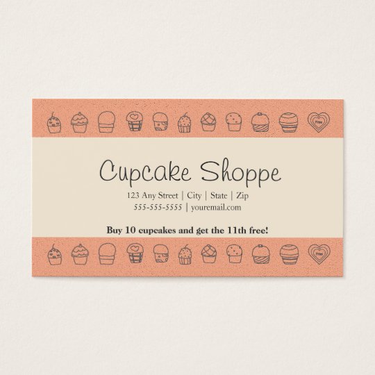 Cupcake Loyalty Business Card Punch Card