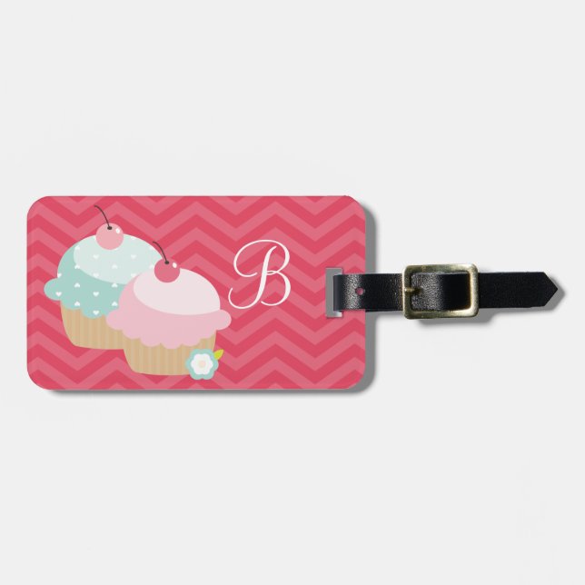Cupcake Mania Personalised Luggage Tag (Front Horizontal)