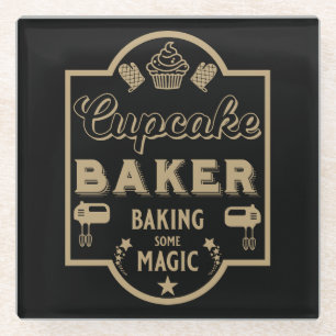 Cupcake Master Baker Glass Coaster