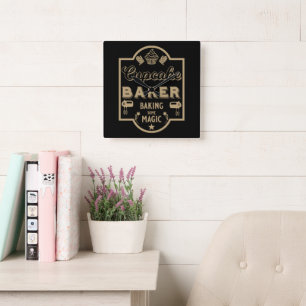 Cupcake Master Baker Square Wall Clock