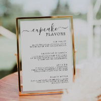 Cupcake Menu Sign Minimalist Wedding Cupcake Sign