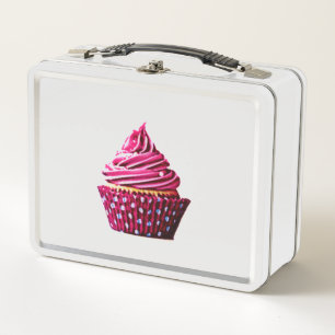 Cupcake metal lunch box /white.