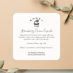 Cupcake Minimalist Bakery Ingredient Product Square Sticker