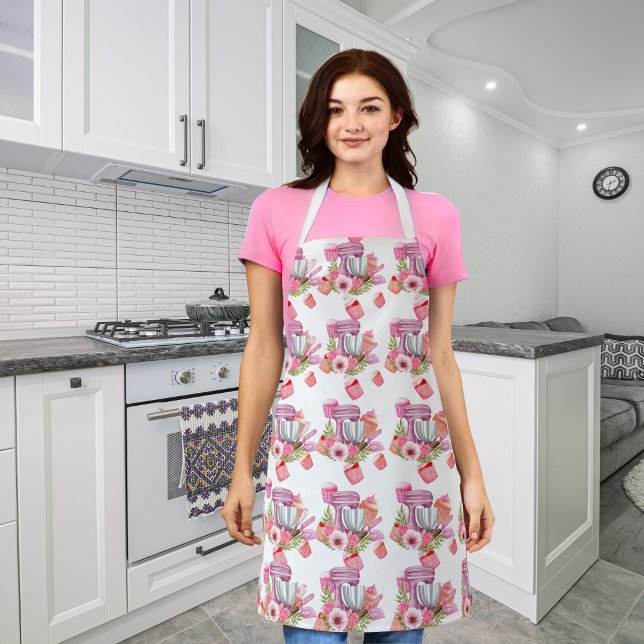 Cupcake & Mixer  White Kitchen Apron (Creator Uploaded)