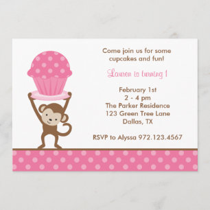Cupcake Monkey Birthday Invitations