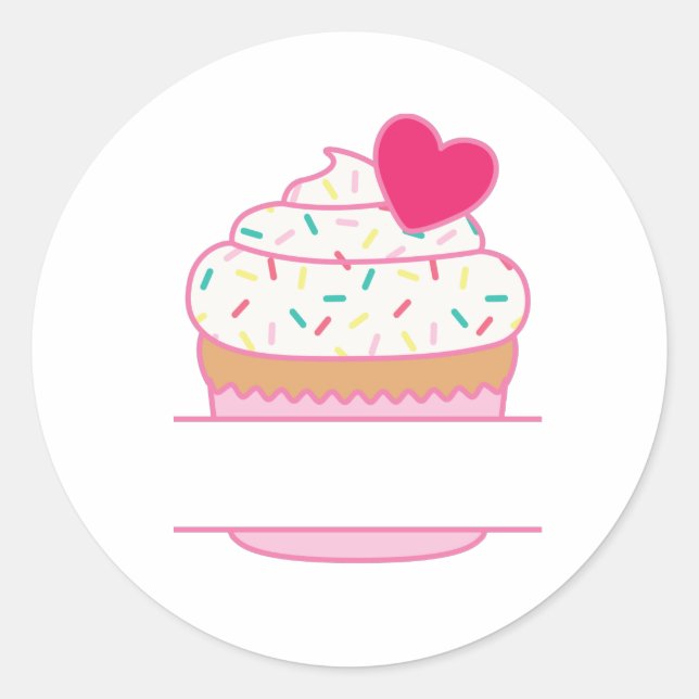 Cupcake Name Drop Classic Round Sticker (Front)