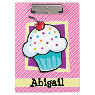 Cupcake on Pink & White Stripes Clipboard
