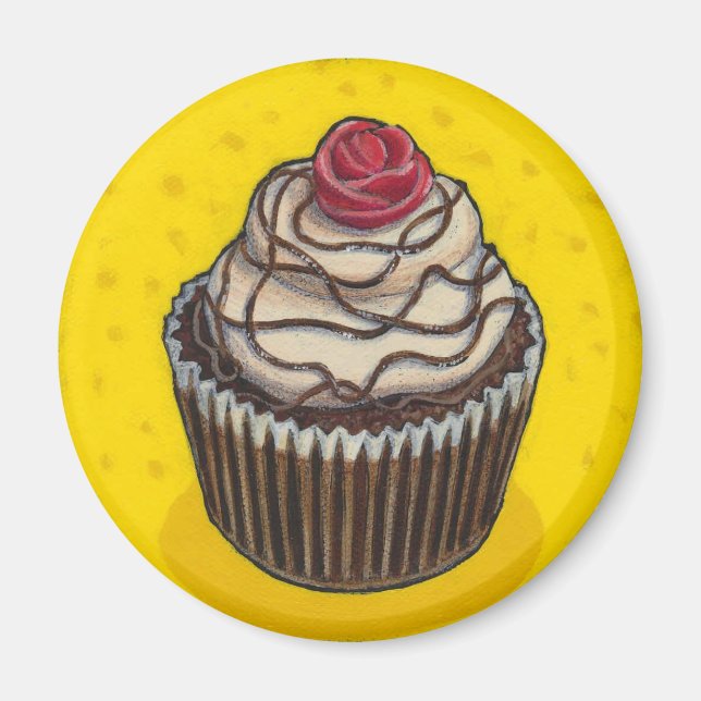 Cupcake on yellow magnet (Front)