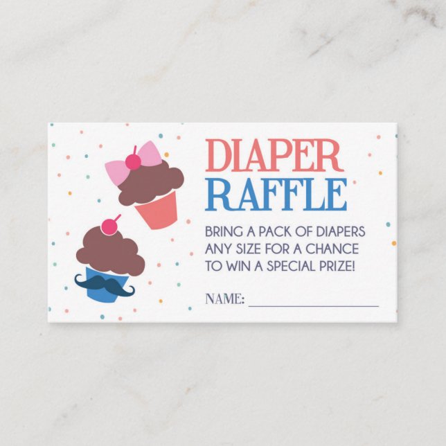 Cupcake or Stud Muffin Diaper Raffle Ticket Enclosure Card (Front)