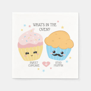 Cupcake or Stud Muffin Gender Reveal Napkin
