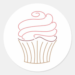 Cupcake Outline Classic Round Sticker