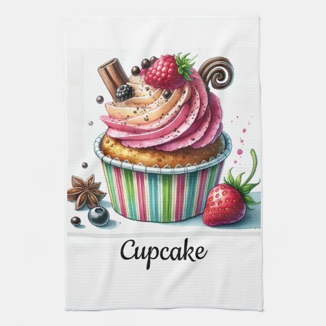 Cupcake Pains Tea Towel (Vertical)