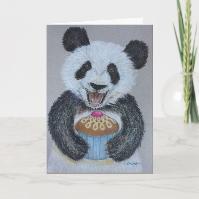 Cupcake Panda Birthday Card (Front)