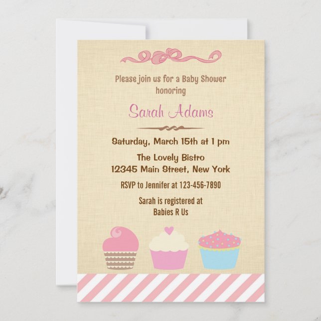 Cupcake Party Baby Shower Invitation (Front)