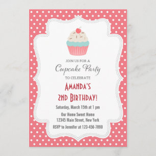 Cupcake Party Birthday Invitation