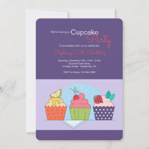 Cupcake Party Birthday Invitation