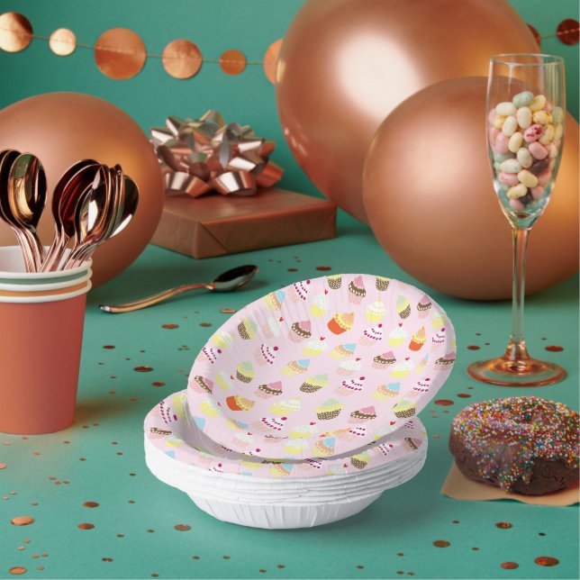 Cupcake Party Paper Bowls Plate (Multi)