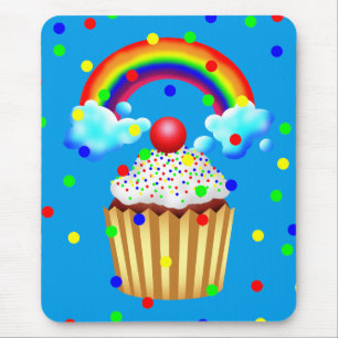 Cupcake Party with Rainbow & Sprinkles Mouse Mat