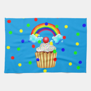 Cupcake Party with Rainbow & Sprinkles Tea Towel