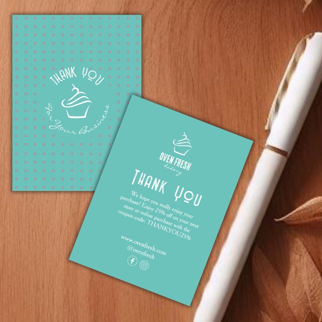 Cupcake Pastry Bakery Polka Dots Green Enclosure Card (Creator Uploaded)