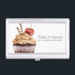 Cupcake Pastry Chef Bakery Business Card Business Card Holder<br><div class="desc">A cute chocolate cupcake with a cherry on top decorates this bakery business card case. Personalise it with your name and business information. Designed for you by Blackberry Boulevard.</div>