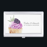Cupcake Pastry Chef Bakery Business Card Case<br><div class="desc">A cute cupcake with purple frosting and a blackberry on top decorates this bakery business card case. Personalise it with your name and business. Designed for you by Blackberry Boulevard.</div>