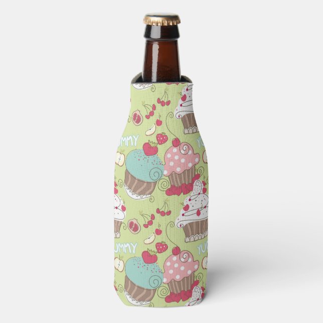 Cupcake pattern bottle cooler (Bottle Front)