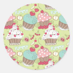 Cupcake pattern classic round sticker
