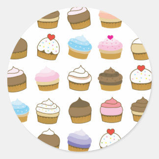 cupcake pattern classic round sticker
