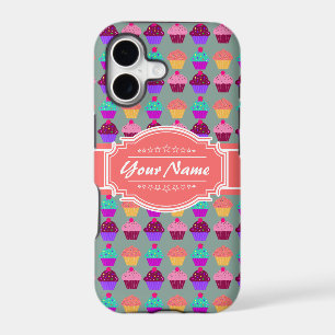 Cupcake Pattern Coral Personalised Name