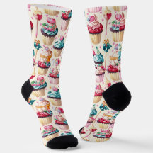 Cupcake Pattern Crew Socks