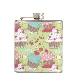 Cupcake pattern hip flask