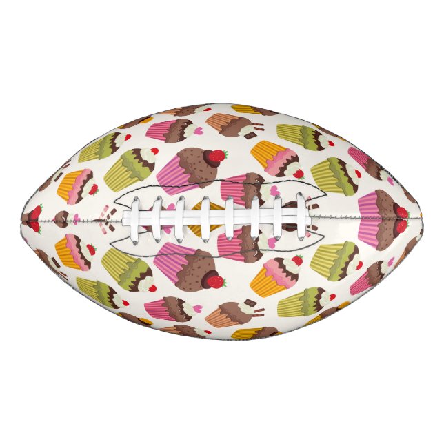 Cupcake Pattern, Muffin Pattern, Chocolate, Hearts American Football (Front)