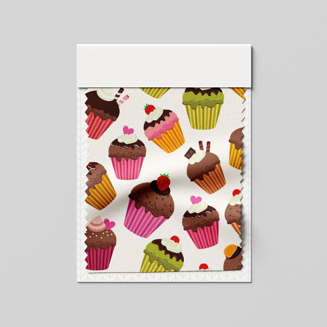 Cupcake Pattern, Muffin Pattern, Chocolate, Hearts Fabric (Creator Uploaded)