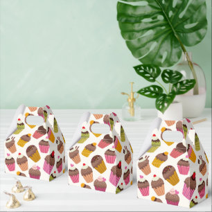 Cupcake Pattern, Muffin Pattern, Chocolate, Hearts Favour Box
