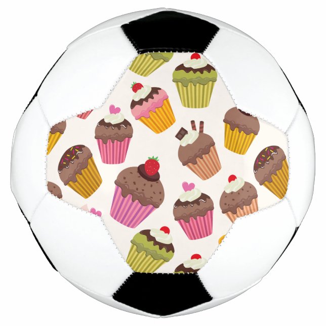 Cupcake Pattern, Muffin Pattern, Chocolate, Hearts Football (Front)