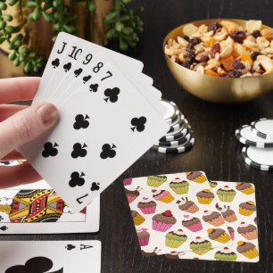 Cupcake Pattern, Muffin Pattern, Chocolate, Hearts Playing Cards