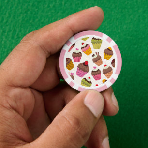 Cupcake Pattern, Muffin Pattern, Chocolate, Hearts Poker Chips