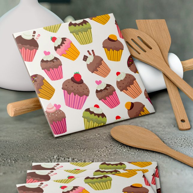 Cupcake Pattern, Muffin Pattern, Chocolate, Hearts Tile (Creator Uploaded)
