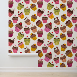 Cupcake Pattern, Muffin Pattern, Chocolate, Hearts Wallpaper