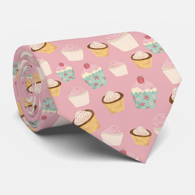 Cupcake Pattern Tie (Rolled)