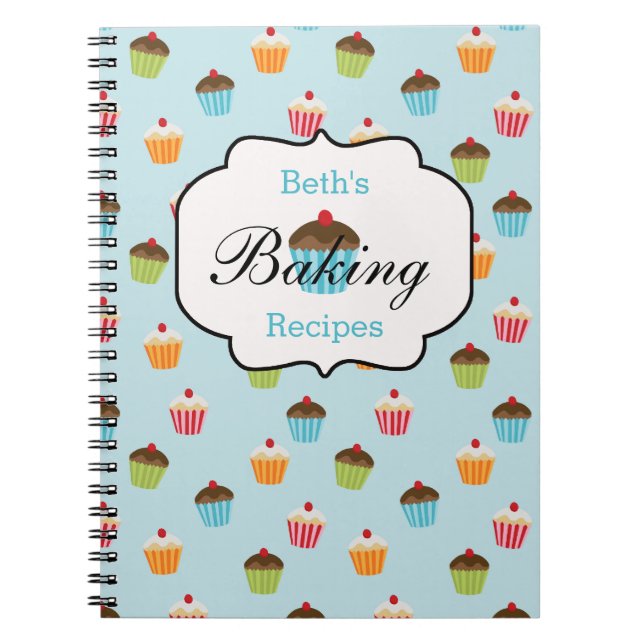Cupcake Personalised Baking Recipe Notebook (Front)