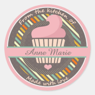 Cupcake Personalised Made With Love Classic Round Sticker