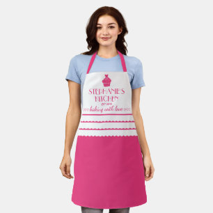 Cupcake Personalised Name Baking  With Love Pink Apron