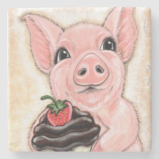 Cupcake Piggy Stone Coaster