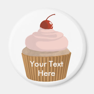 Cupcake-Pink and Brown Magnet