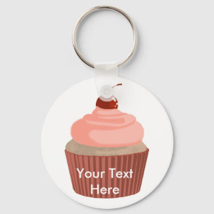 Cupcake-Pink and Red Key Ring